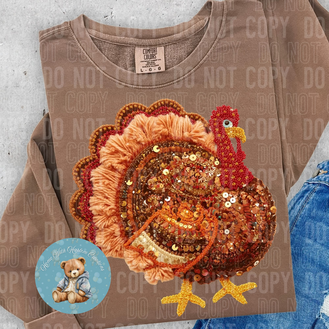 Faux Sequin 3D Turkey