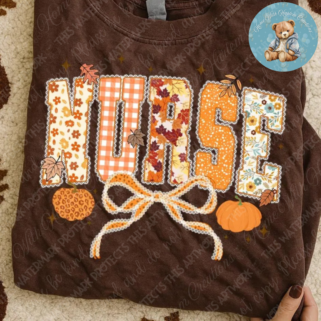 Autumn Faux Embroidery Nurse