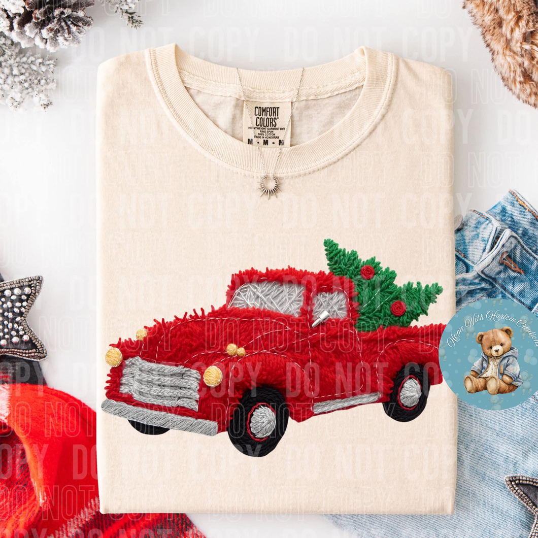Faux Yarn Knit Christmas Truck