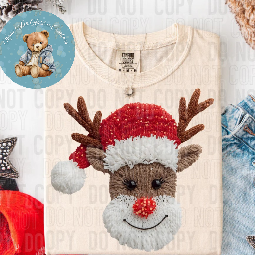 Faux Yarn Knit Reindeer